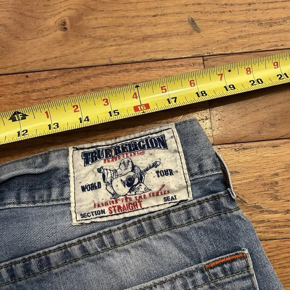 True Religion Straight Light Wash Faded Jeans Mens 34x31